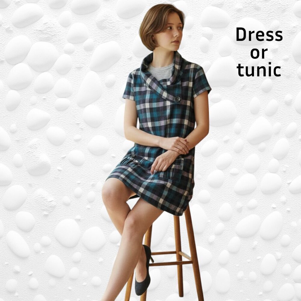 Papillon Plaid Tunic/Dress Size XL Fits like M/L NWOT - Picture 2 of 7